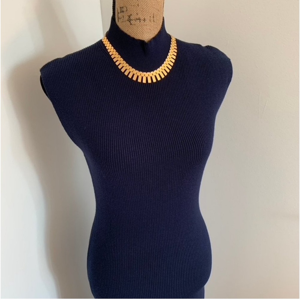 Aritzia Wilfred Pinot Dress Mock-Neck Sweater Dress In Blue Indigo Size L View 4